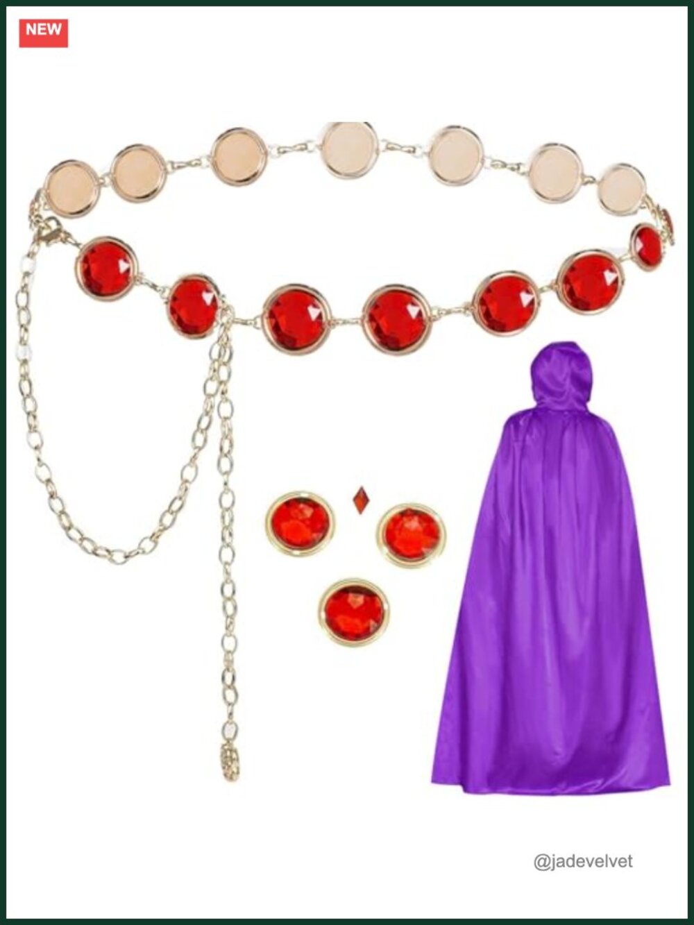 Rhinestone Waist Belt with Cape Halloween Costume Accessory Set